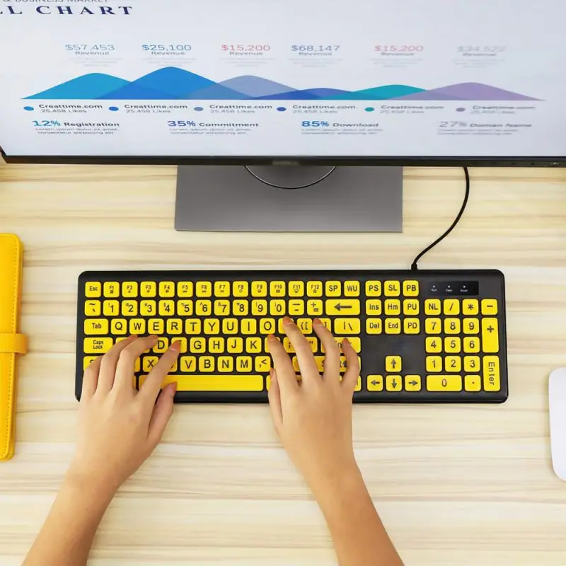 104-Keys компьютерная клавиатура 1,35 м кабель Эргономичный дизайн Проводная клавиатура USB интерфейс Plug And Play чистые клавиши