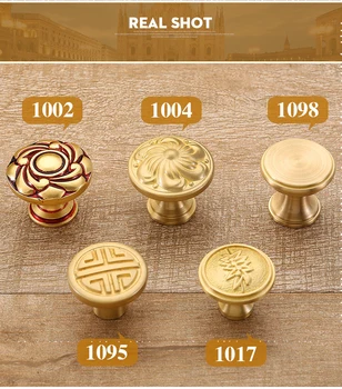

Pure Copper Kitchen Cabinet Handles Cupboard Door Pulls Drawer Knobs European Vintage Brass Gold Furniture Handle Hardware