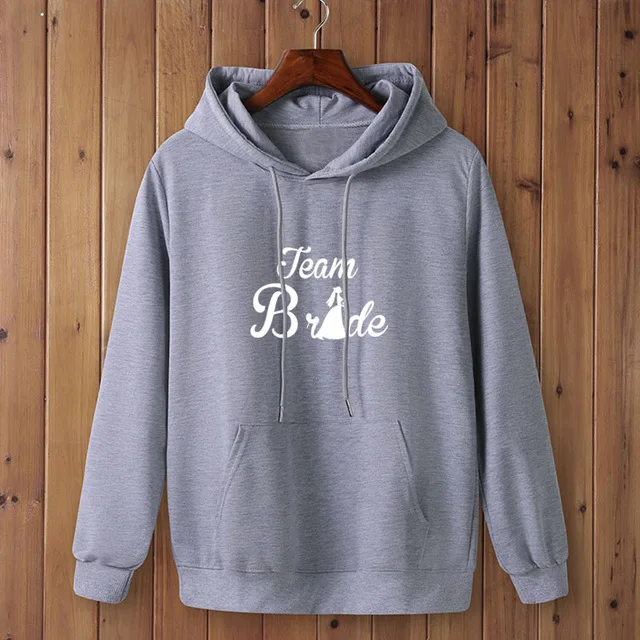 Light grey-W Толстовки с капюшоном для командной невесты, забавные толстовки для свадебной вечеринки, женские зимние топы, удобные женские толстовки для невесты Tumblr Harajuku - Цвет: Light grey-W