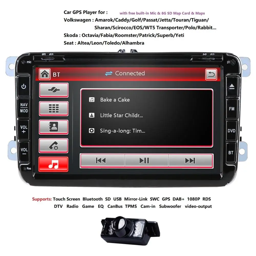 Excellent Car DVD GPS Stereo For V W/Golf/Tiguan/Skoda/Fabia/Rapid/Seat/Leon/Altea/Skoda multimedia RDS DVR SWC RearCamera MirrorLink DAB+ 3