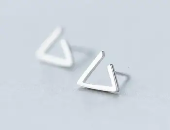 

lady's girl's Real. 925 Silver Open Triangle stud Earrings geometric charm 8mm*9mm sterling-silver-jewelry GTLE1028
