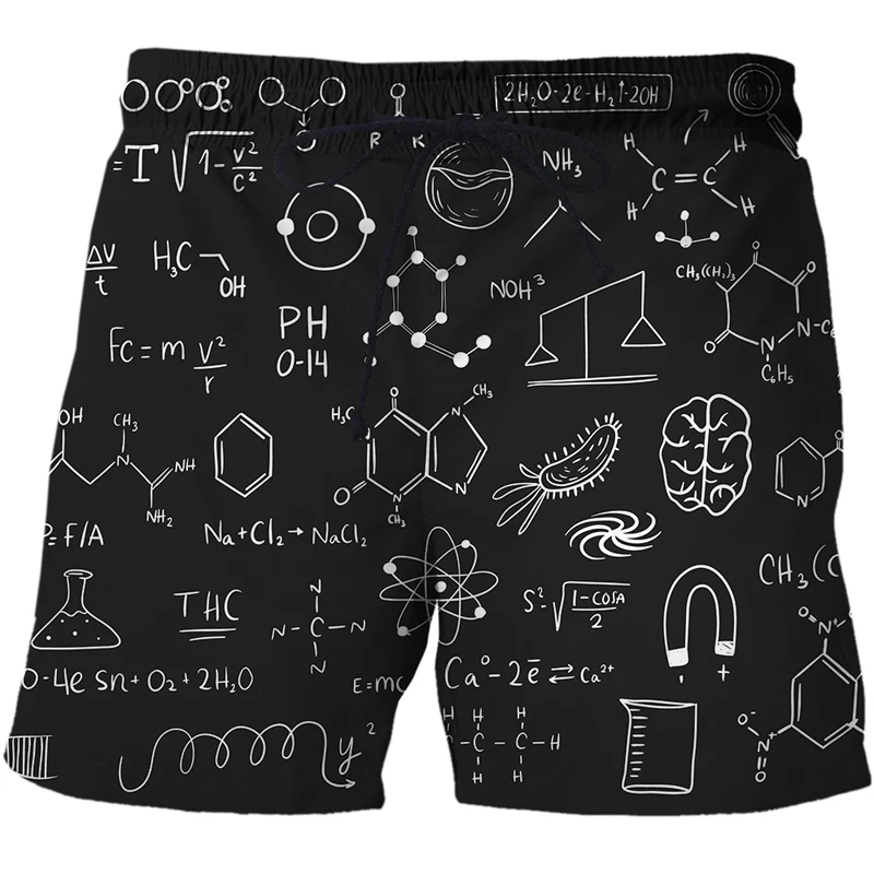 

2021 summer 3D shorts mathematical formula swimming trunks fashion beach pants casual quick-drying sports pants seaside clothing