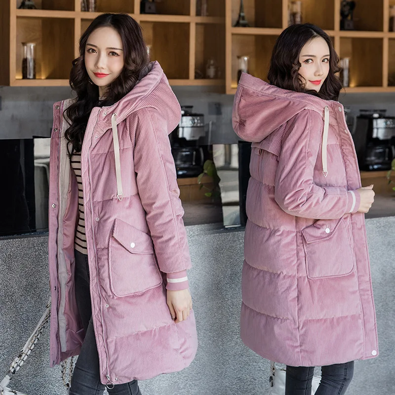 

Cotton Clothes Women's Mid-length 2019 Winter New Style INS down Coat down Jacket Cotton-padded Clothes Corduroy Cotton-padded J