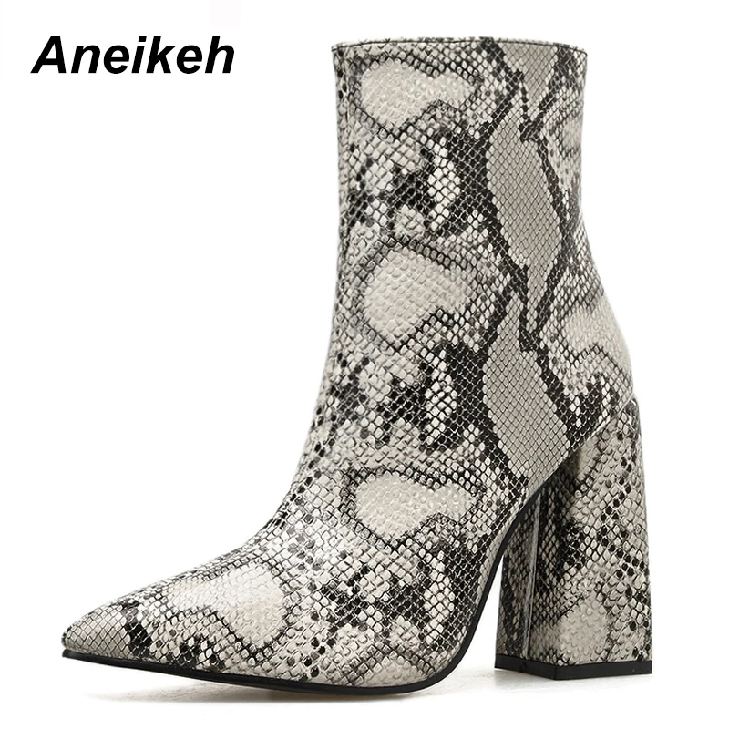 Aneikeh/ г. Новые ботинки «Челси» из искусственной кожи с леопардовым принтом женские ботинки с острым носком на молнии танцевальная обувь на тонком высоком каблуке мелкая обувь, 35-40