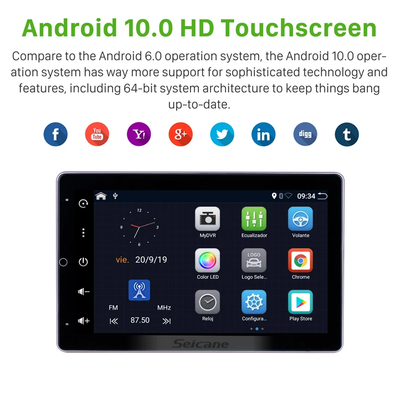  Seicane Universal Android 10.0 RAM 2GB ROM 32GB 10.1