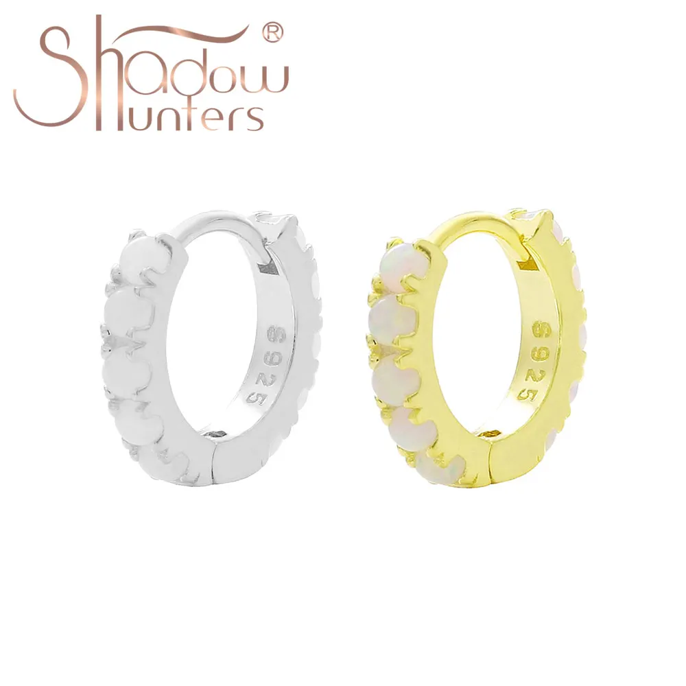 

SHADOWHUNTERS High Quality 925 Sterling Silver Gradient Color Opal Hoop Earrings For Women Engagement Gift S925 Cristal Jewelry