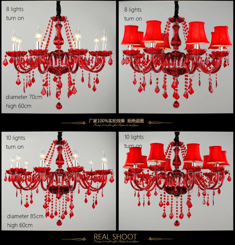 Канделябр красный Хрусталь Освещение роскошный хрустальный свет современная люстра для гостиной спальни E14 декоративные светильники люстры