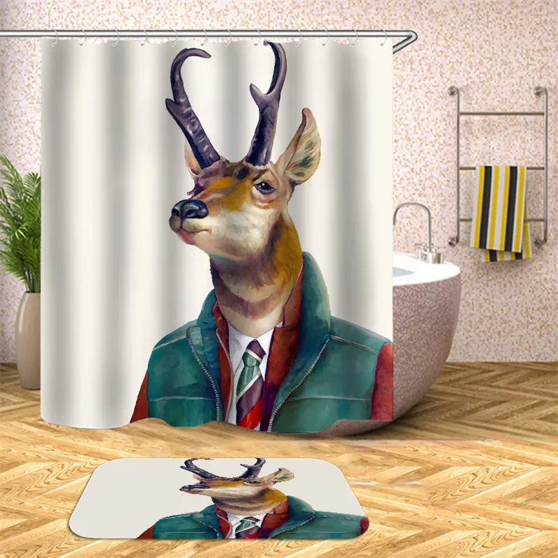 3D занавеска для душа с милым мультяшным котом, животными, Полиэстеровая Водонепроницаемая трикотажная занавеска для душа, занавеска для украшения дома