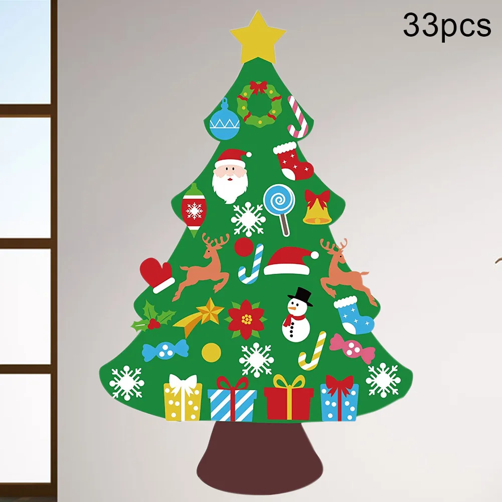 

33pcs Felt Christmas Tree DIY Set Xmas Wall Hanging Ornament Decoration for Home AIA99