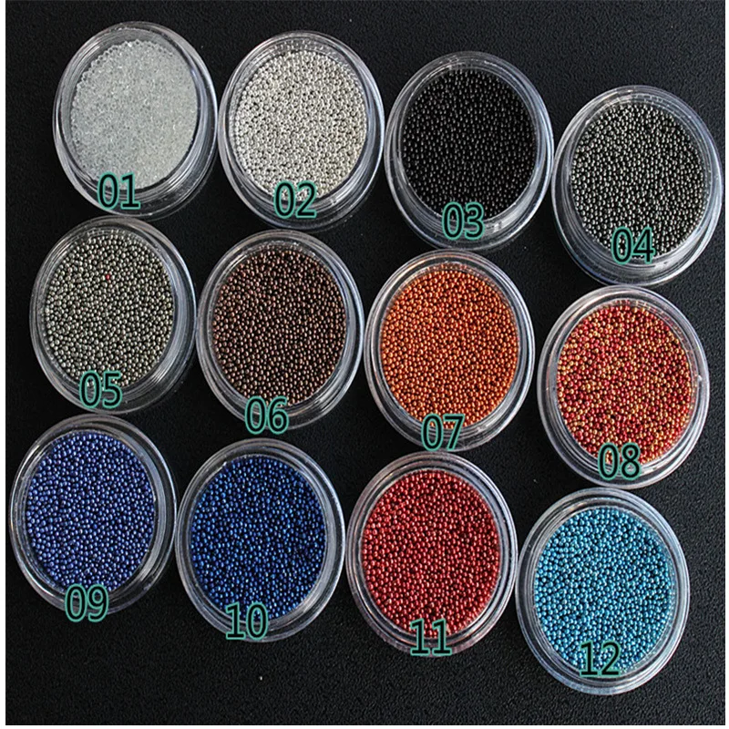12-Color Punk Style Men's Retro Metal Manicure Micro Drill Small Bead Nail Stick-on Crystals Decorations Accessories Japanese-st
