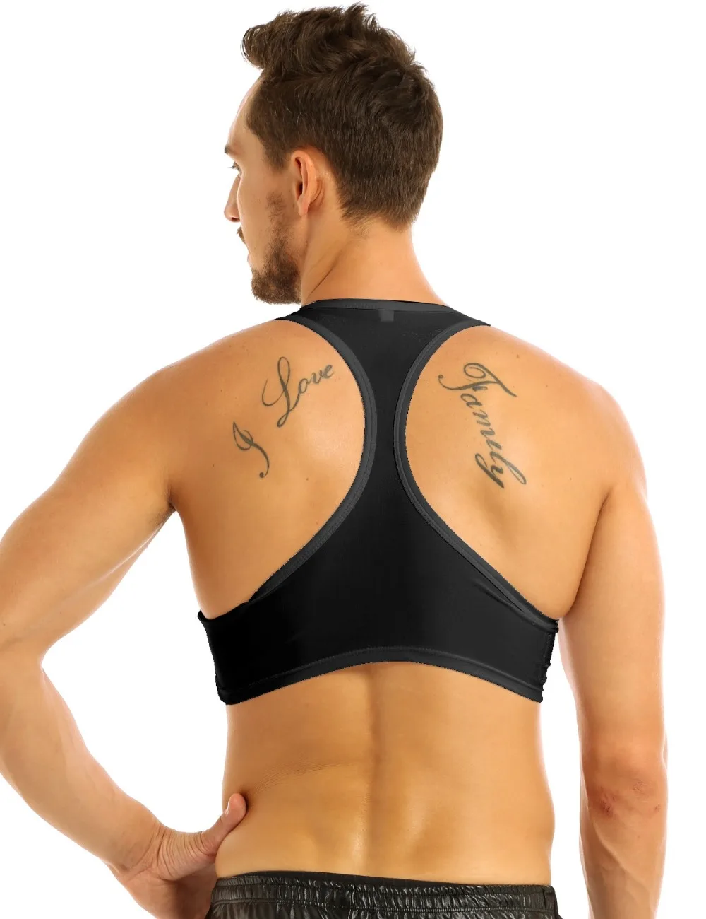 Мужская экзотическая майка без рукавов Y Back Muscle Half Tank top, майка, футболки, Клубная одежда, сценический костюм, сексуальное нижнее белье, топы