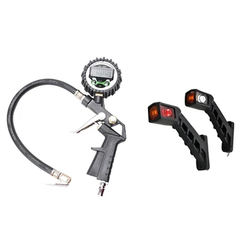 

1x Digital Air Tire Pressure Inflator Gauge & 2X 12/24 Volt Recovery Side Marker Outline Led Lights Lamps