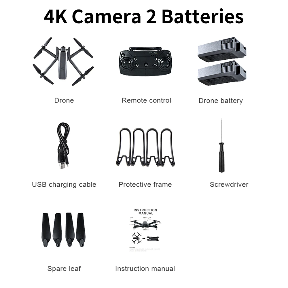GW106 Wi-Fi FPV Радиоуправляемый Дрон с камерой 720P контроль высоты с помощью приложения складной Квадрокоптер с дистанционным управлением Дрон радиоуправляемые игрушки подарки - Цвет: 4K 2 Battery
