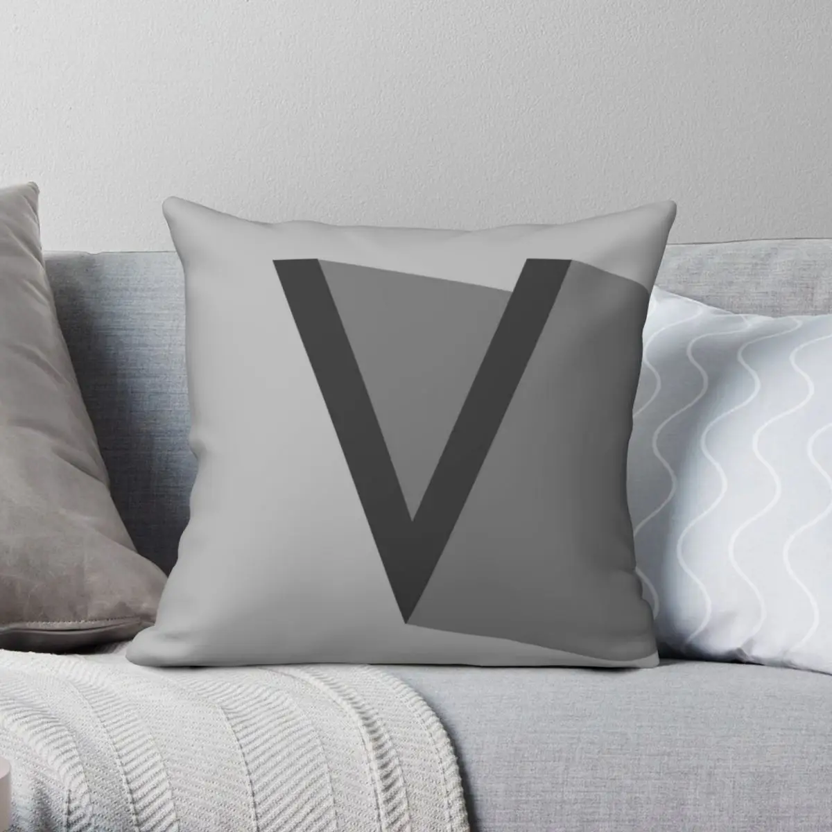 

V Pillowcase Polyester Linen Velvet Pattern Zip Decor Throw Pillow Case Sofa Seater Cushion Case