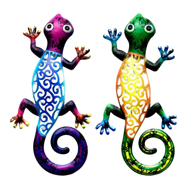 Iron Art Gecko Ornaments Outdoor Metal Lizard Art ing Sculpture for Patio 1