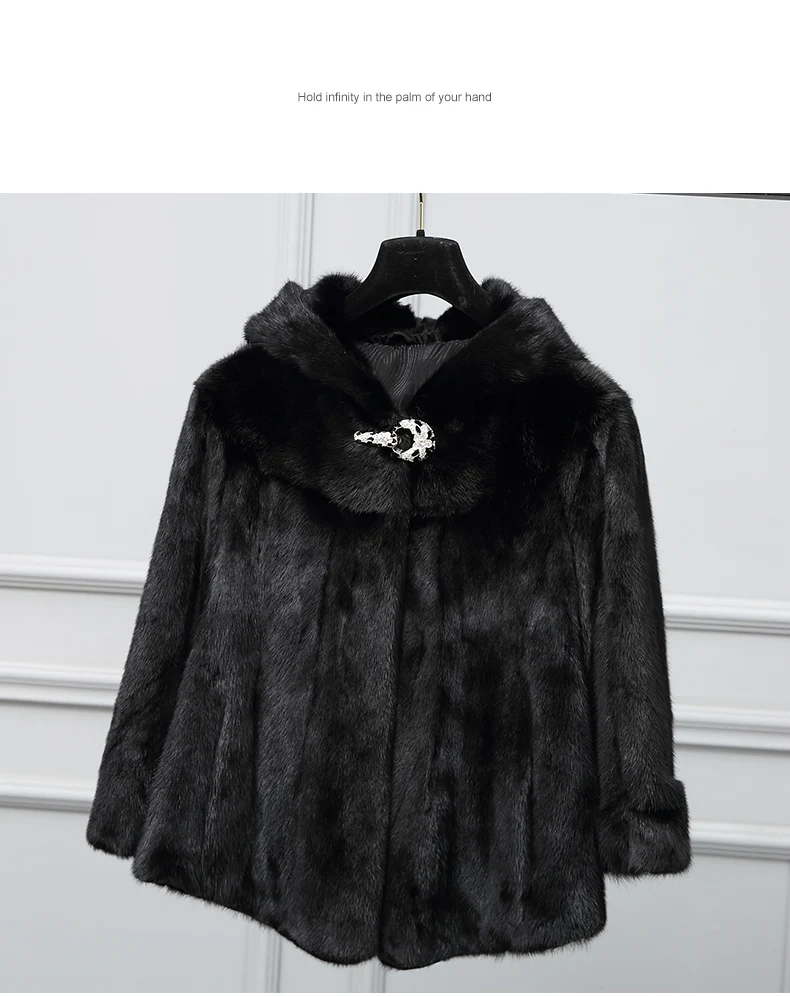 women's winter clothing outerwear coats real natural Ms. whole mink water mink coat hooded mink coat short paragraph 1021