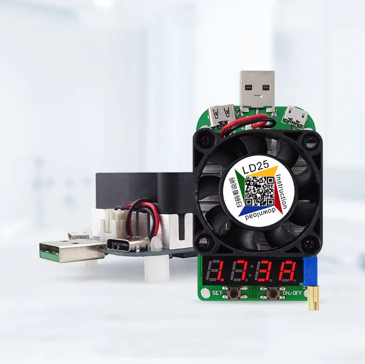 LED 디스플레이 팬 조절 가능 전류 전압 35W, LD35 USB 인터페이스, 전자 부하 저항기, 배터리 방전 테스트
