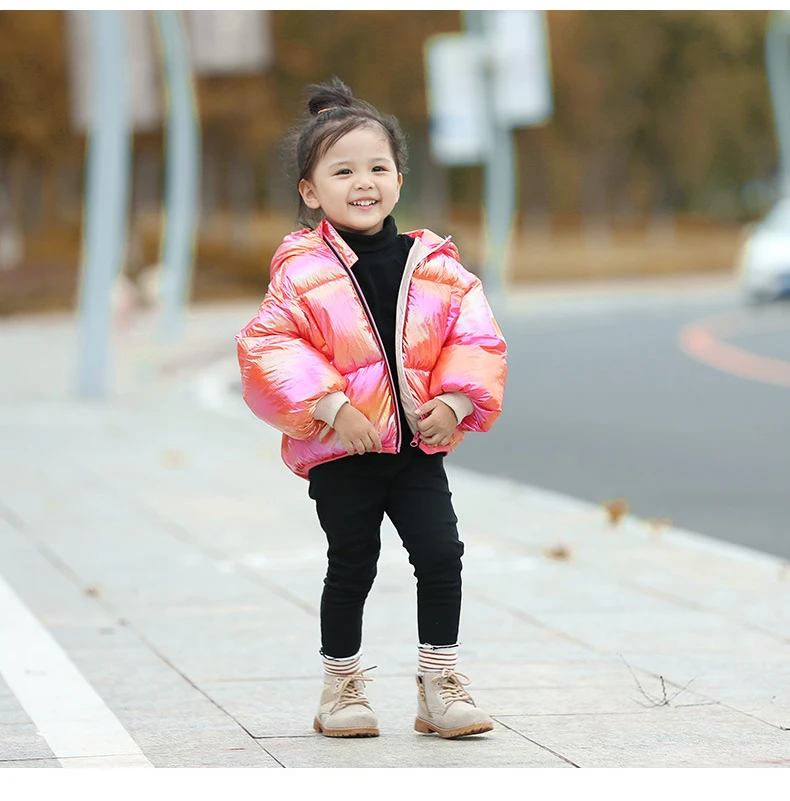 Новая зимняя одежда для мальчиков и девочек модный детский зимний комбинезон для девочек 1-7 лет, яркая детская теплая верхняя одежда, куртки унисекс
