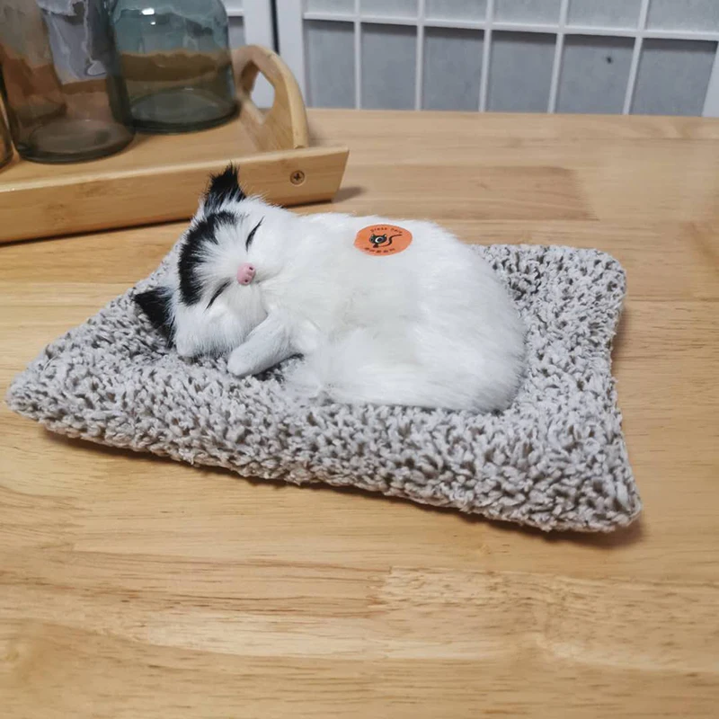 Simulation Lovely Cat Make Sounds Doll Cute Sleeping Plush Cats On Mat Stuffed Decorations Great Gift~p118181879