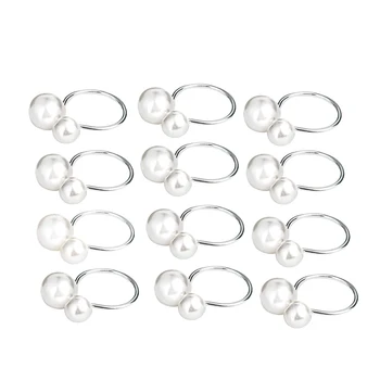 

12Pcs Hotel Table Set Wire Towel Buckle Pearl Napkin Ring Napkin Ring Ring Cloth Ring Napkin Buckle