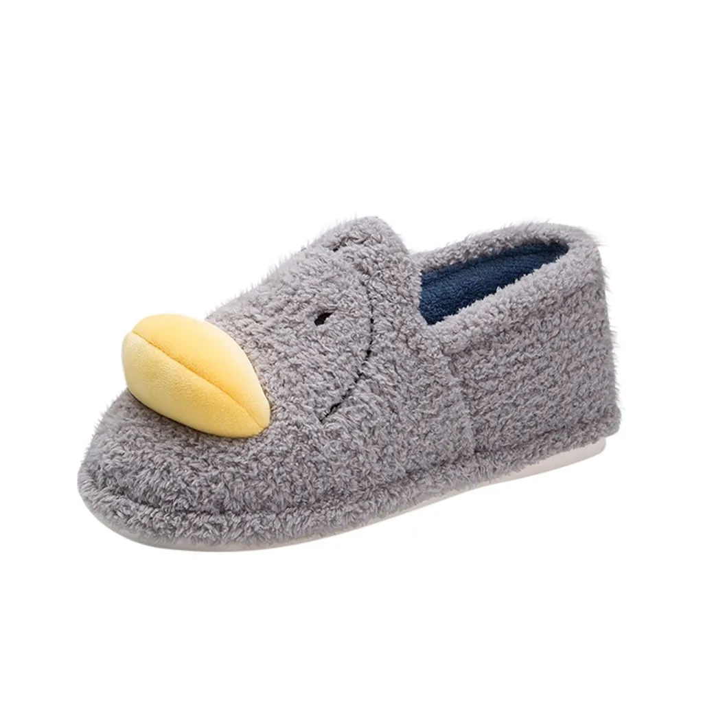 Winer Home Slippers Man Platform Flat With Warm plush Floor Home Cuty Big Mouth Indoor Couple Shoes Cover Heel Soft Footwear