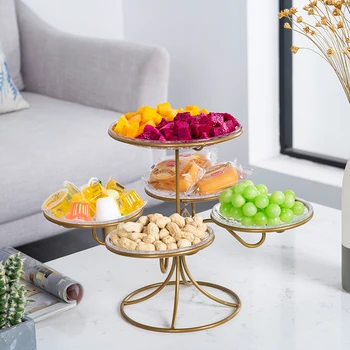 

Fruit plate creative Wrought iron multi-layer home living room dried fruit candy dish dessert table display stand rack mx9181507
