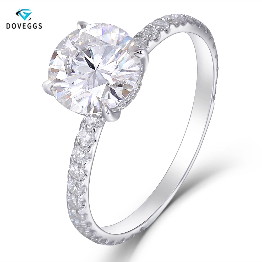 DovEggs, романтическое кольцо из белого золота 14 к, 3ct Cusion Cut EF, белое Ювелирное кольцо с муассанитом и бриллиантами для женщин, подарок на свадьбу, помолвку