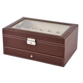 

20 Grids Slots Double Layers Watch Box PU Leather Jewelry Display Storage Case Watches Container Organizer Box High Quality