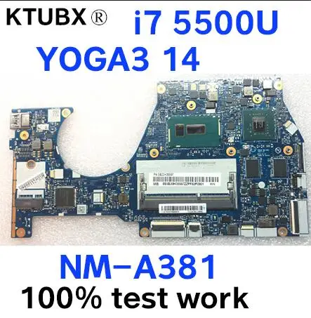 BTUU1 NM-A381 подходит для lenovo YOGA3 14 YOGA 3 14 ноутбук материнская плата Процессор i7 5500U GPU GT940M 2G DDR3 тесты работы