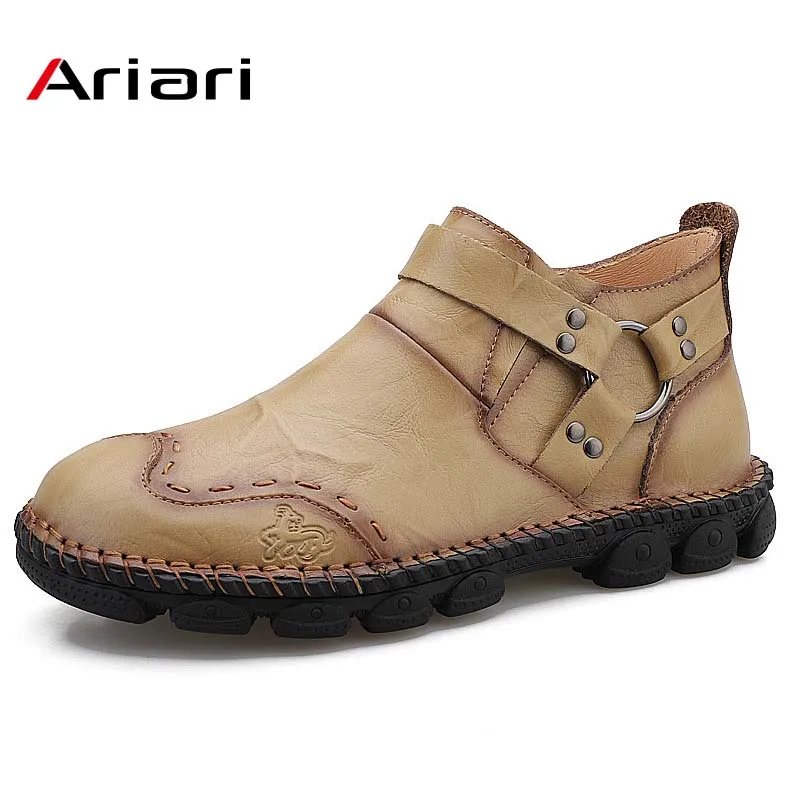 ARIARI/ бренд; сезон осень-зима; мужские ботинки из натуральной коровьей кожи; удобные ботинки в байкерском стиле; мужские резиновые ботильоны; Мужская обувь; Размер s