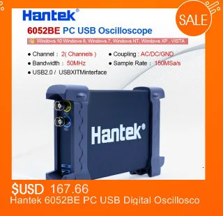 Hantek 6254BC PC USB осциллограф 4 канала 250 МГц 1GSa/s функция записи и воспроизведения сигнала Портативный Osciloscopio