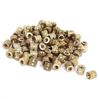 

New M3x5mm(L)-5mm(OD) Metric Threaded Brass Knurl Round Insert Nuts 100pcs
