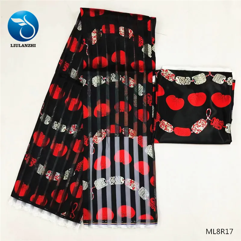 

LIULANZHI nigerian lace fabrics Latest style organza ribbon silk fabric + 2yards satin fabric for dress ML8R17-ML8R31