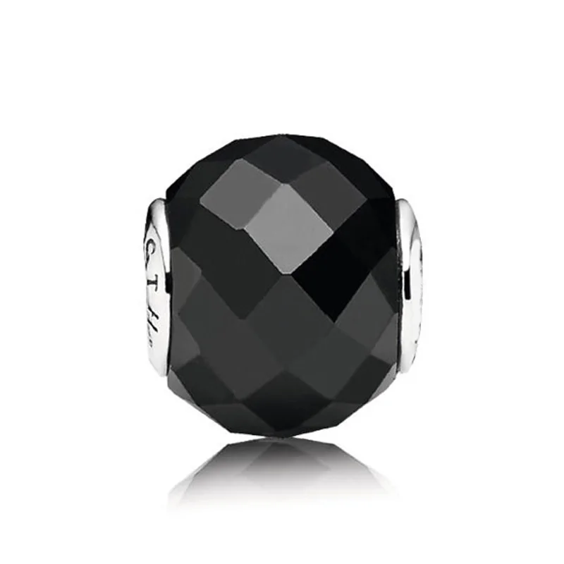 Прочность с силиконовым черным граненым бисером Fit Pandora Essence коллекция браслет 925