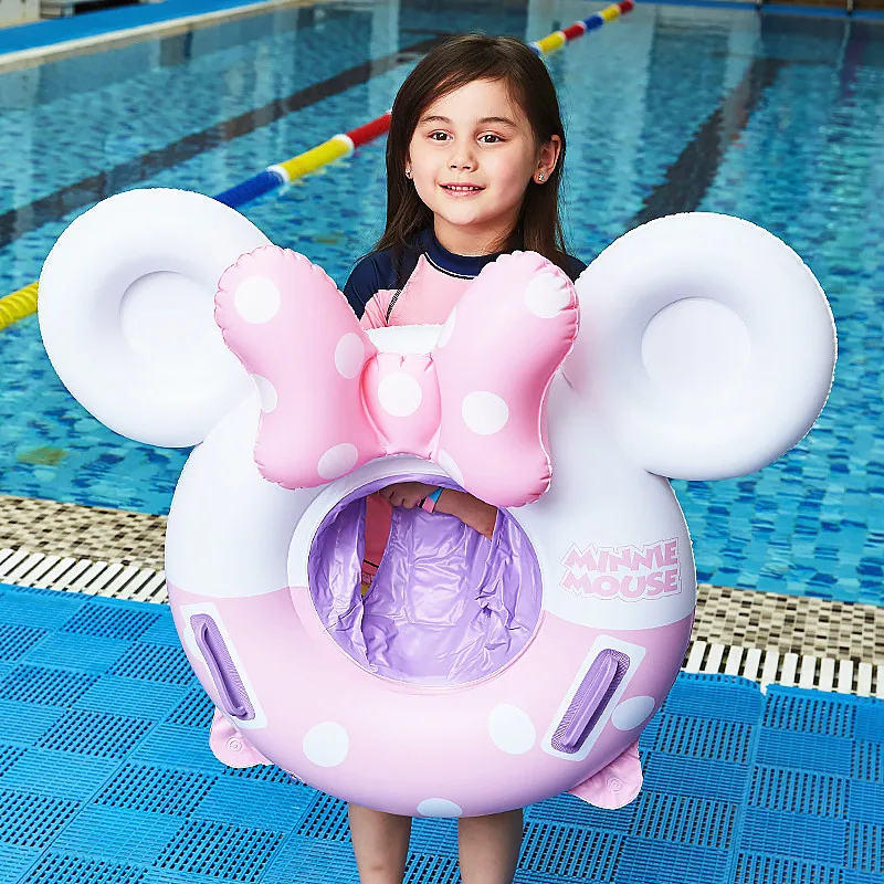 

Inflatable Micky Mouse Swimming Ring Kids Summer Holiday Water Toys Ride-on Swim Float Beach Circle With Handle Swimming Pool Ne