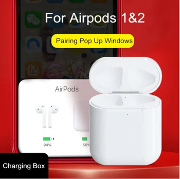 

Charging Case Replacement for Airpods 1 2 Qi Wireless Charger Bluetooch Pairing Pop Up Windows Charging Box for Airpods Air Pod