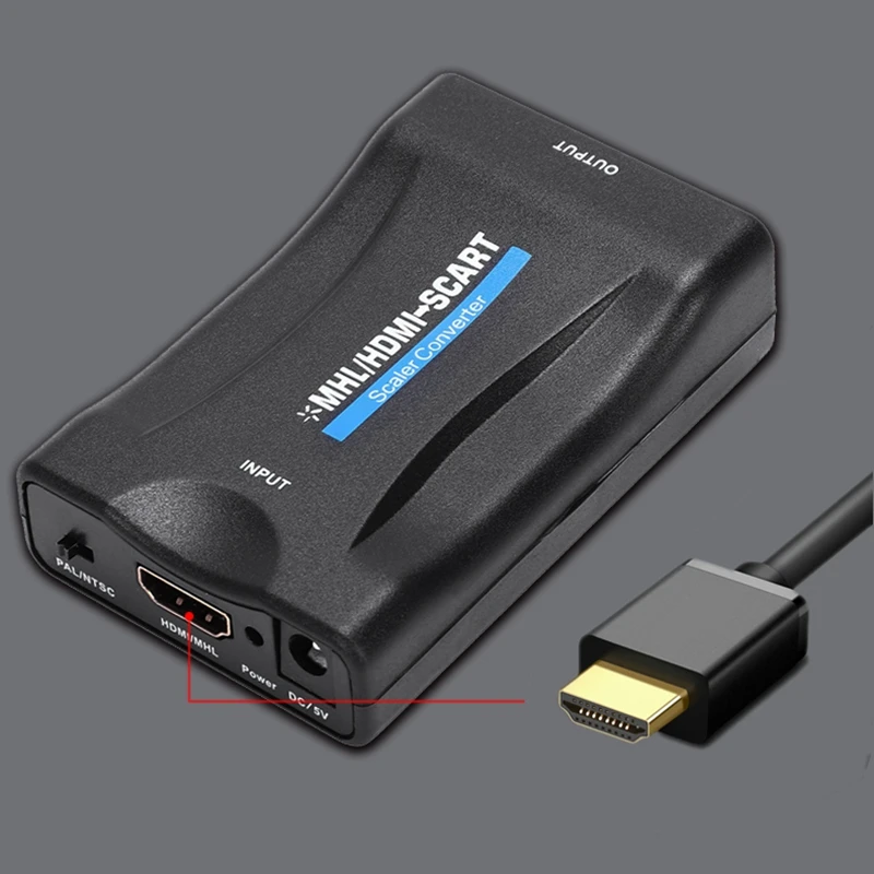 BESTHDMI к SCART конвертер HDMI вход SCART выход Композитный видео HD стерео аудио адаптер 720 p/1080 p для HDTV DVD NTSC PAL t