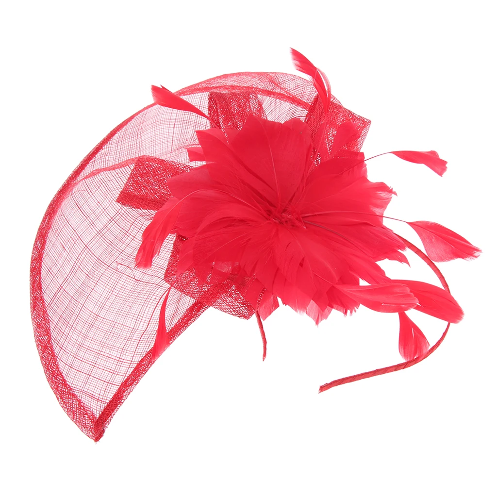 Women Lady Bridal Feather Fascinator Cocktail Party Hats Headpieces Headband