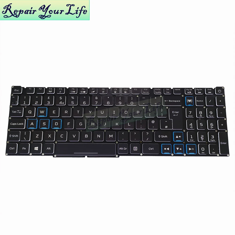UK English RGB Backlit Keyboard for Acer Predator Helios 300 17 2019 PH317-53 Notebook gaming laptop Keyboards Euro NKI15130MZ
