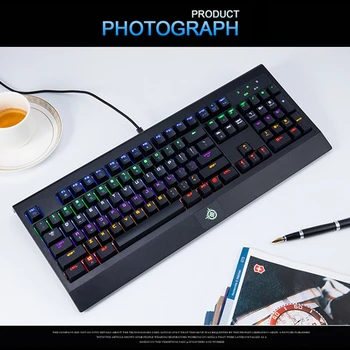 

Keycaps 104 Keys Mechanical Keyboard Internet Bar Rainbow LED Magic Refiner Gaming Keyboard Waterproof Anti-ghosting Blue Axis
