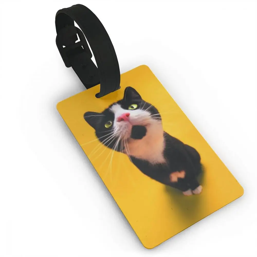 NOISYDESIGNS ПВХ Багаж багажная бирка животные кошка печать желтый чемодан идентификационный адрес Имя этикетки Прямая поставка