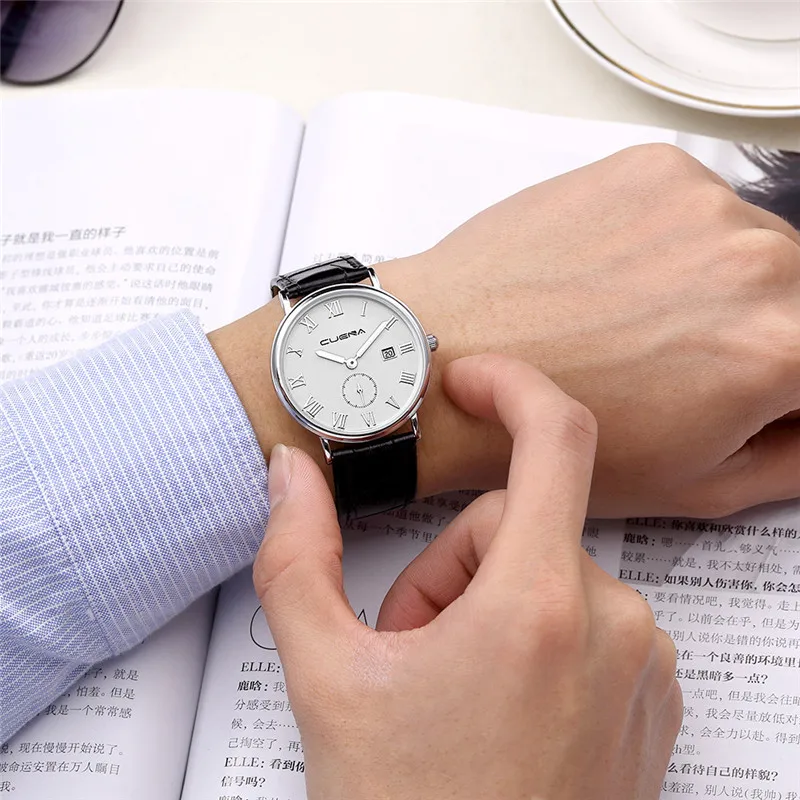 CUENA модные спортивные мужские часы лучший бренд роскошные кожаные