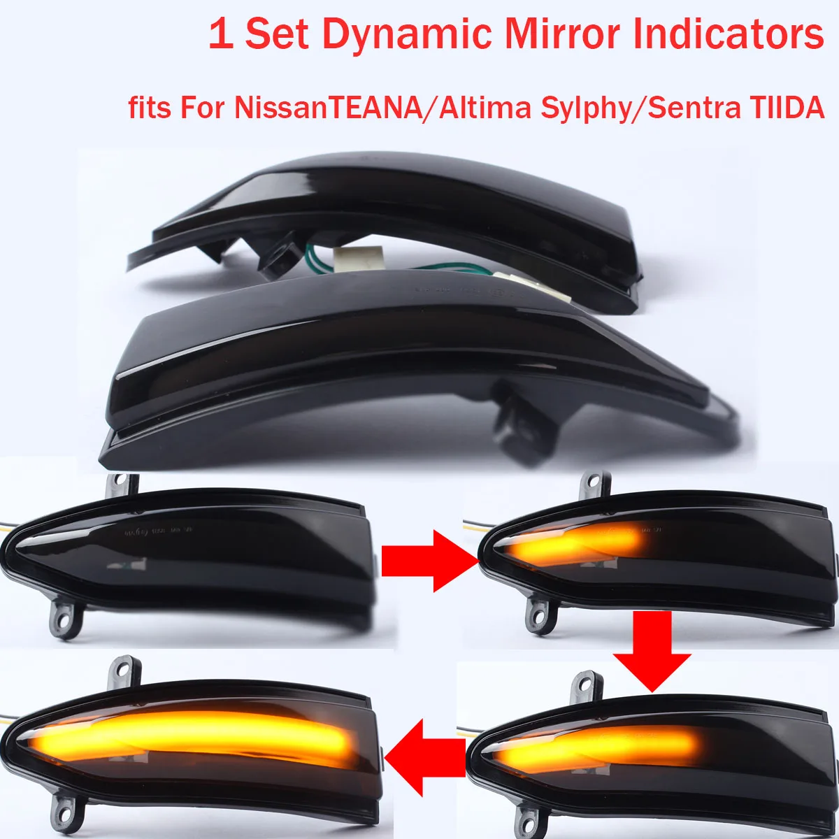 

Left & Right LED Side Mirror Dynamic Turn Signal Light Indicator Lamp for For Nissan Altima Teana Sylphy Sentra Pulsar Tiida