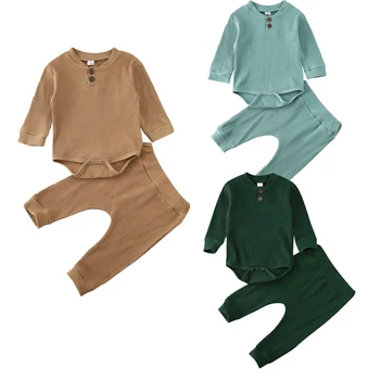 

Pudcoco Fast Shipping 0-24M Newborn Baby Girl Boy Clothes Set Knit Solid Long Sleeve Romper Top Pants Leggings Autumn Outfit Set