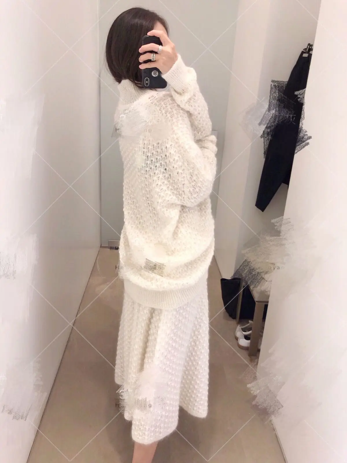 SHENGPALAE новые весенние белые корейские модные комплекты с круглым воротником и длинным рукавом, открытая большая юбка, свободный Женский комплект FF817