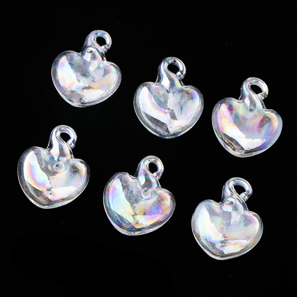 6 Pcs Mini Empty Small Wishing Bottles Rainbow Glass Bottle Charm Pendant for Necklace Earrings DIY Jewelry Making 