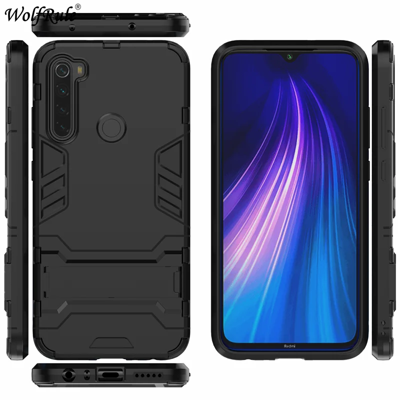 DarkBlack Чехол для Xiaomi Redmi Note 8 Чехол ударопрочный каучук силиконовый бронированная крышка для Xiaomi Redmi Note 8 чехол Redmi Note 8 чехол - Цвет: DarkBlack