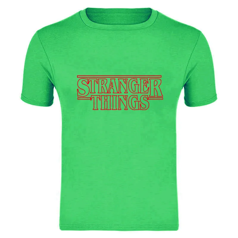 STRANGER THINGS Mens T-Shirts Summer cotton Short Sleeve T Shirts New casual Tee Shirts Male T shirt S-XXXL - Цвет: green