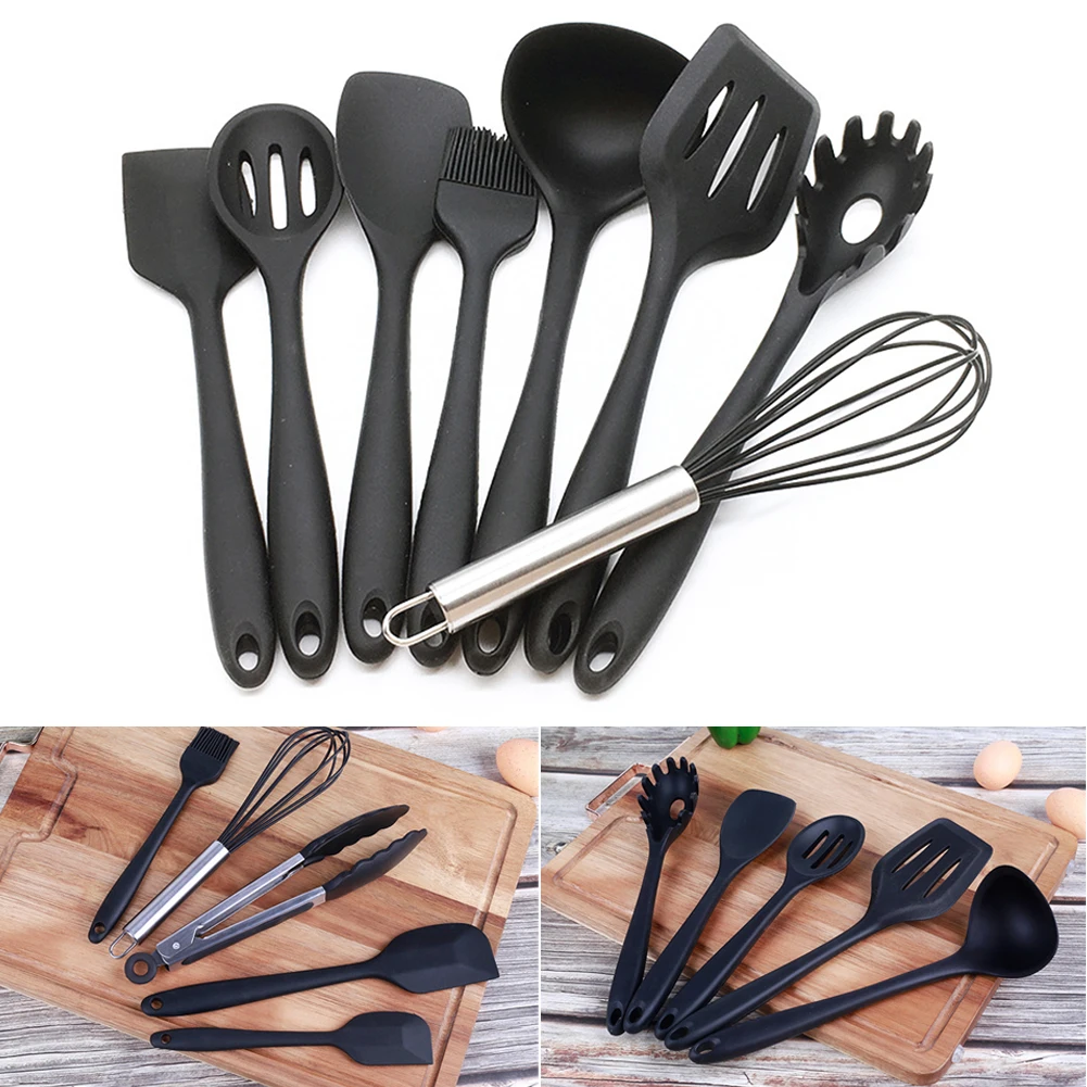 10pcs Easy Clean Wearable Cooking Silicone Tools Food-grade Cookware Heat Resistant Home Non Stick Kitchenware Set Non-toxic