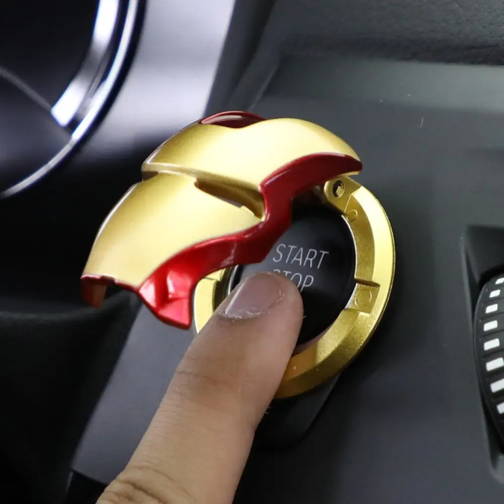Marvel Spiderman Iron Man Car Interior Sticker Anime Figure Engine Ignition Start Switch Button Cover Trim Stickers Toys | Игрушки и